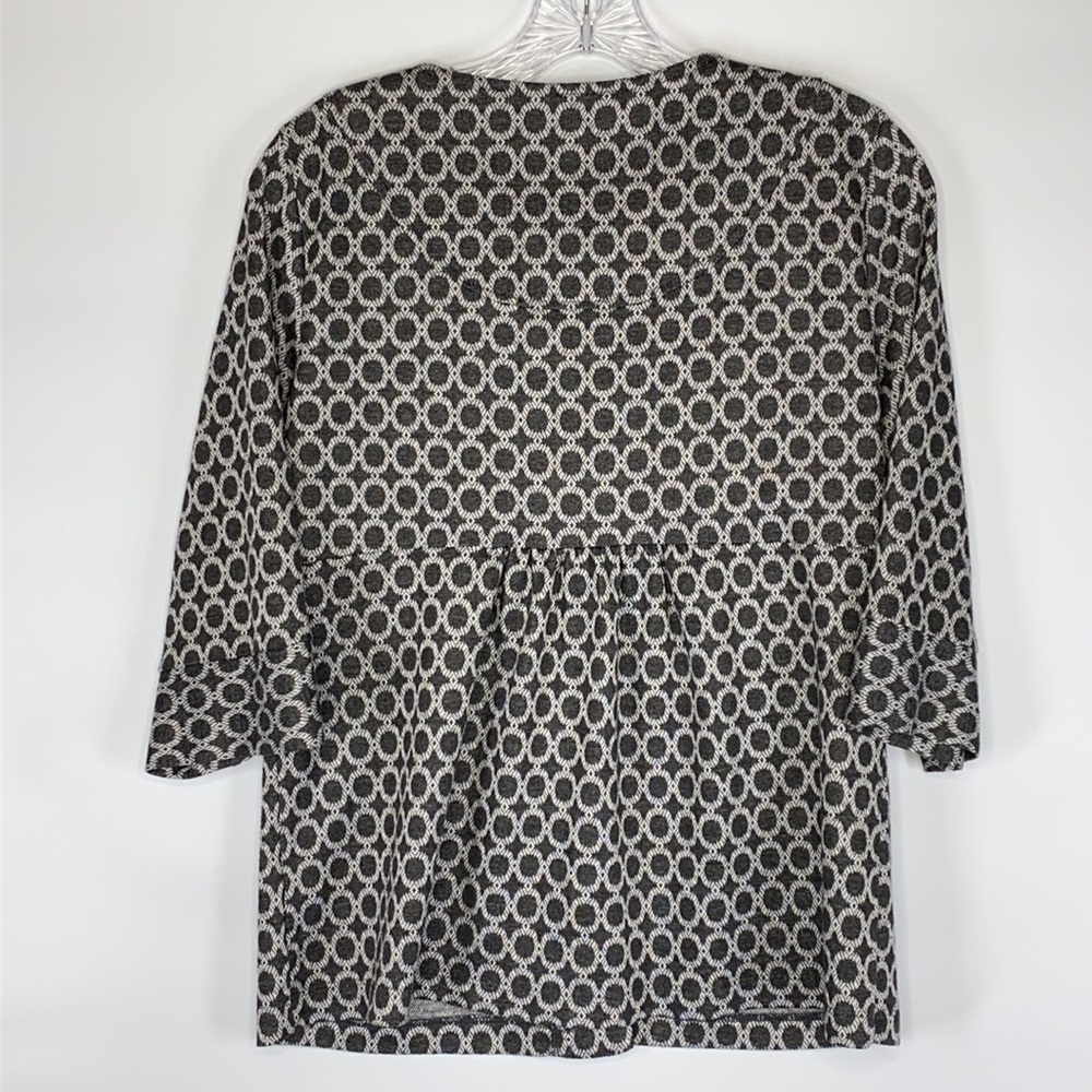 Notations Gray/Black Circle Patterned Button Fron… - image 2